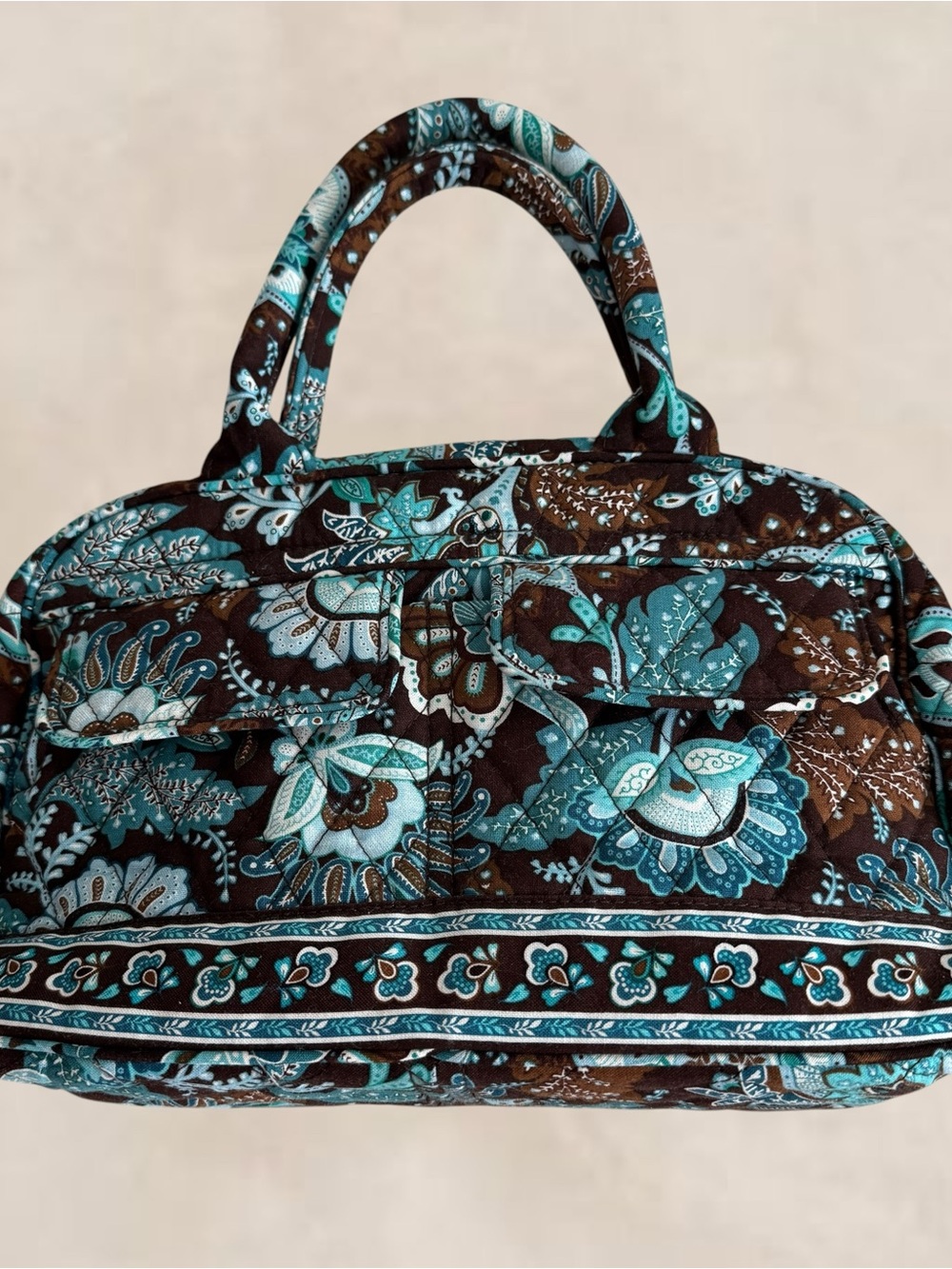 Vintage VERA BRADLEY Java Blue 2006 Small Bowler Bag